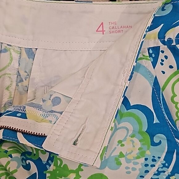 Lilly Pulitzer The Callahan Short Crystal Coast White Green Blue Seahorse Size 4 - Picture 10 of 10